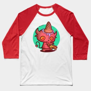 Devil Cute, Pizza and Ice Cream Baseball T-Shirt